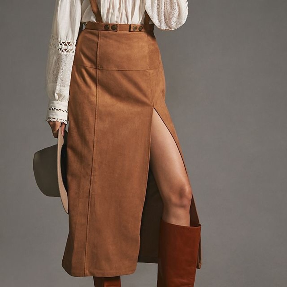 Anthropologie Tan Midi Skirt